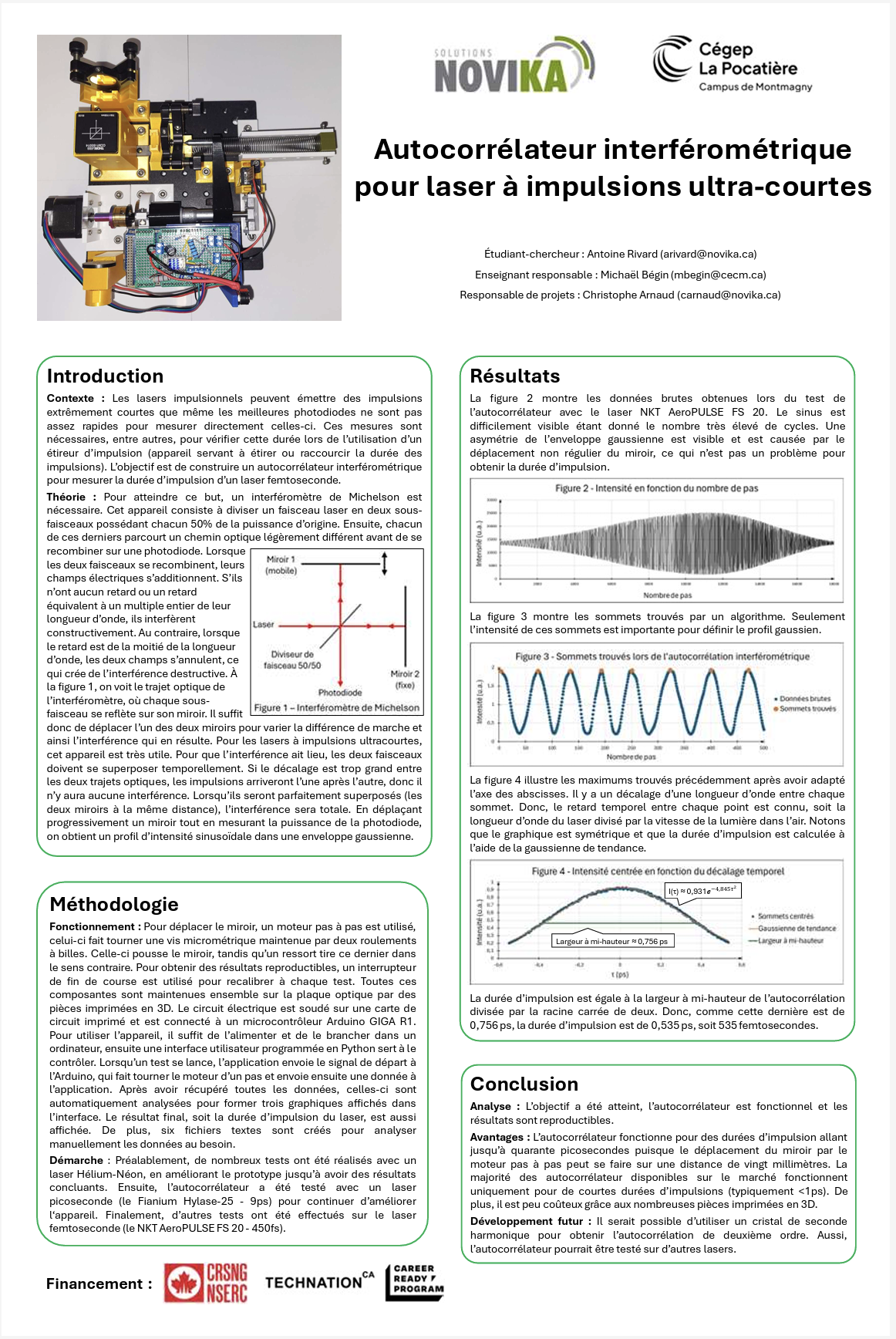 Autocorrélateur interférométrique pour laser à impulsions ultra-courtes